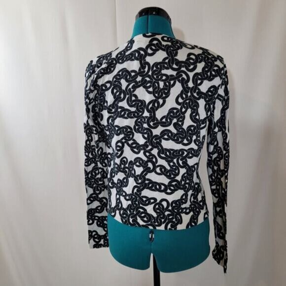 Diane Von Furstenberg Petite Brandy Chain Silk Blend Cardigan - Size Medium - Picture 4 of 10
